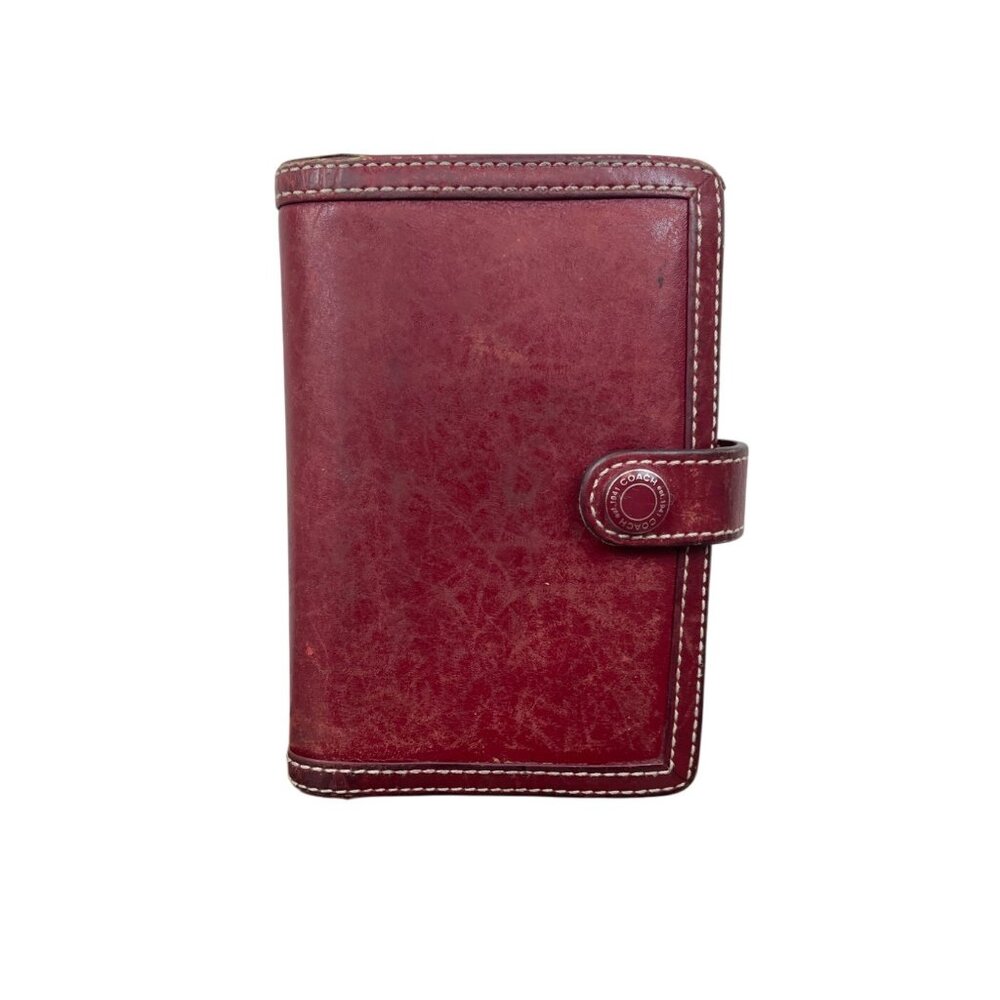 Vintage Coach Red Leather Address Book Cover With Pen Snap Closure Size S - Picture 2 of 9